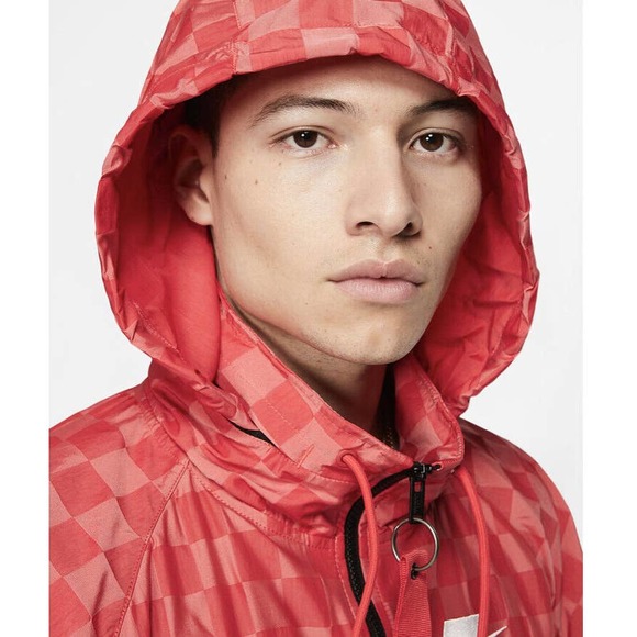 NIKE NSW Windrunner Checkered Black Red Jacket L - Picture 4 of 12